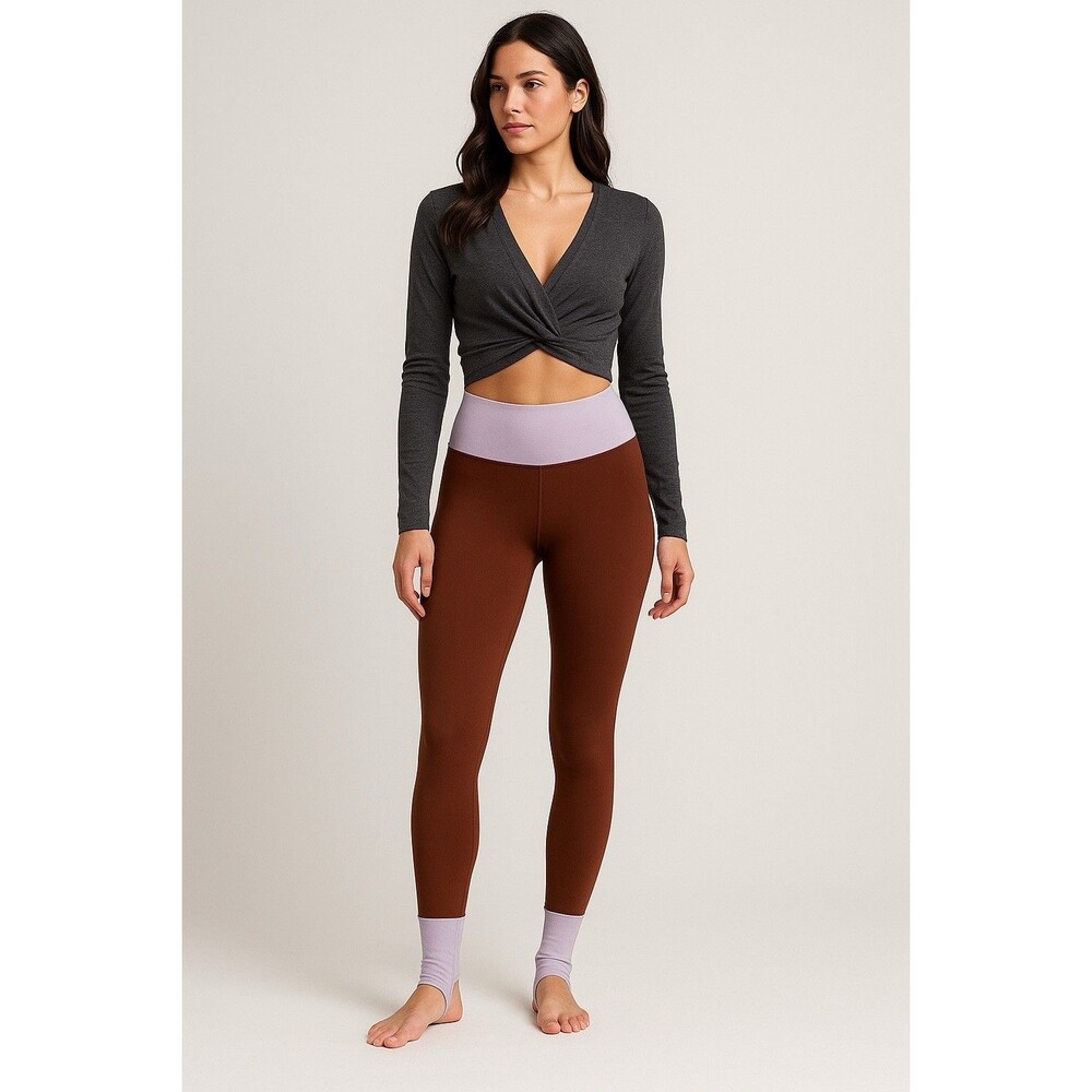 Nike Infinalon Yoga Leggings Size L Dri-FIT Oxen Brown Lilac Stirrup Cuffs Luxe